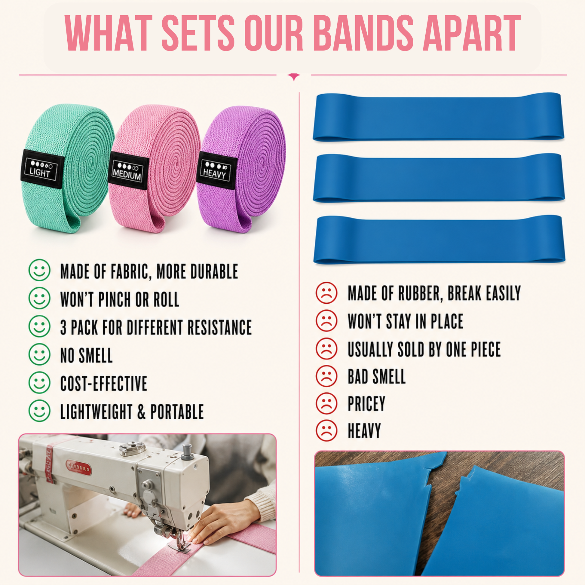Elevate Your Workouts with Our 3-Piece Fabric Resistance Band Set - Perfect for All Fitness Levels!