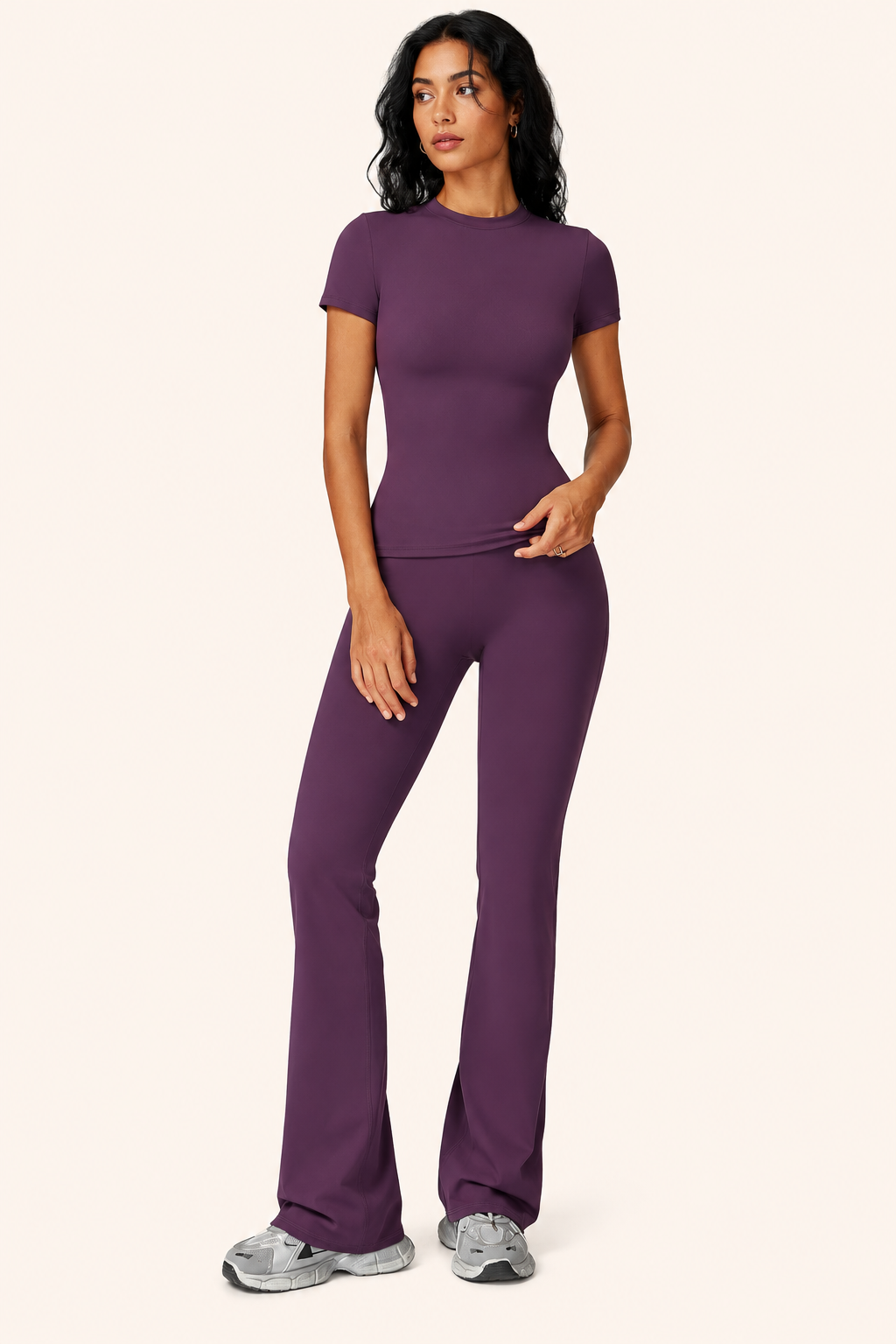 Jahaira Women's Yoga Set - Long Sleeve Top & High Waist Flared Leggings