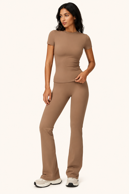 Jahaira Women's Yoga Set - Long Sleeve Top & High Waist Flared Leggings