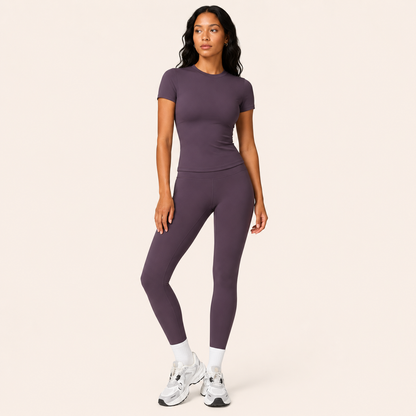 Elevate Your Workout with Our Stylish Women's 2-Piece Yoga Set - Long Sleeve Tracksuit & High Waist Flared Leggings for Ultimate Comfort and Performance