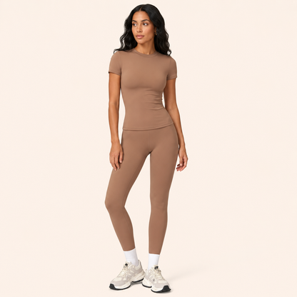 Elevate Your Workout with Our Stylish Women's 2-Piece Yoga Set - Long Sleeve Tracksuit & High Waist Flared Leggings for Ultimate Comfort and Performance